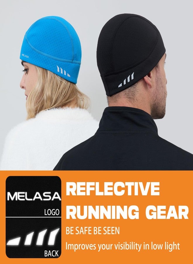 MELASA Lightweight Warm Running Winter Hat with Reflective Accents, Unidirectional Moisture Wicking Skull Caps for Men Women Black - Image 5
